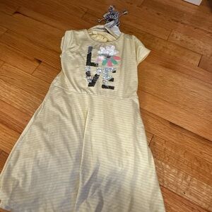 btween Yellow Striped Dress with Sequin Love Design
